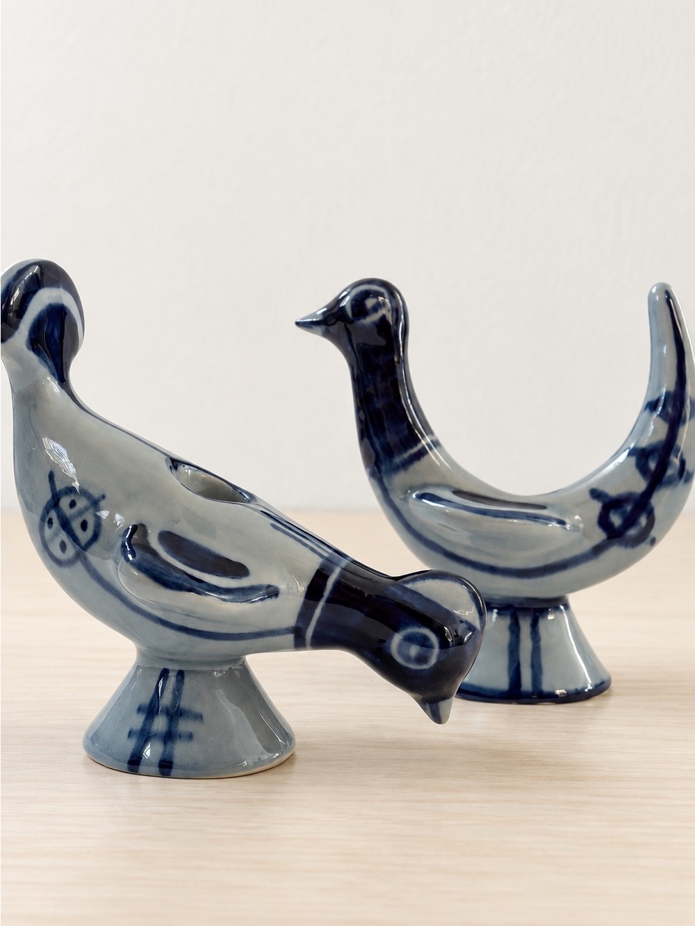 Pair Vintage Soholm Blue White Bird
Candle Holders Danish Studio
Pottery